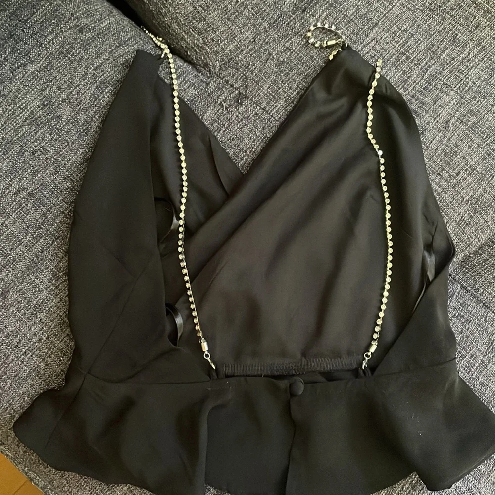 NWT Rhinestone Strap Crop Top - Picture 4 of 8